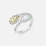 Anello Contrariè Collection con Goccia Bianca e Fancy Yellow